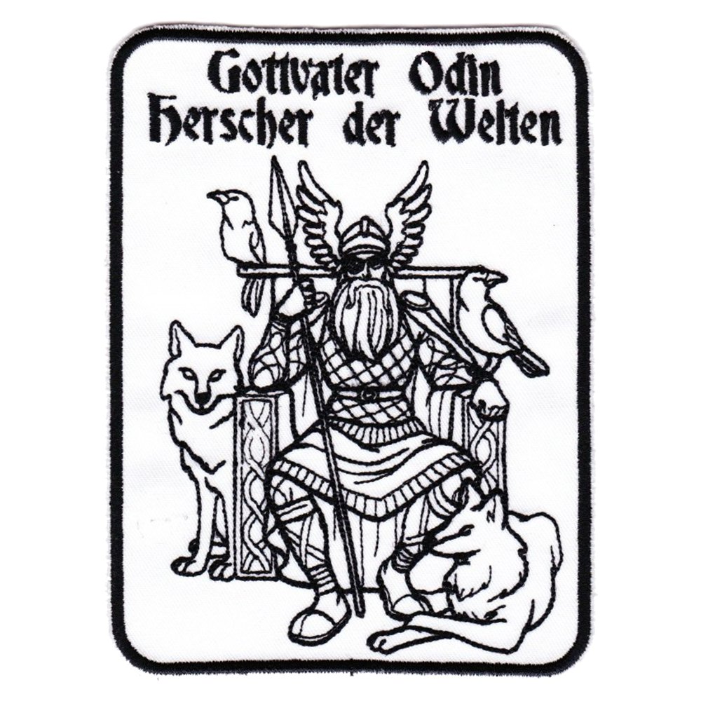 Aufnäher Gottvater Odin Herscher der Welten 13x10cm w/s von Wolfszeit