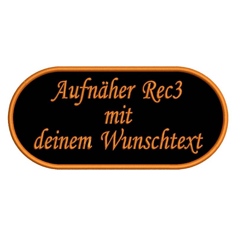 Rechteckiger Aufnäher Rec3 mit stark abgerundeten Ecken - für Deinen Wunschtext - viele Farben und Größen zur Auswahl - 15x7cm - personalisiert von Wolfszeit