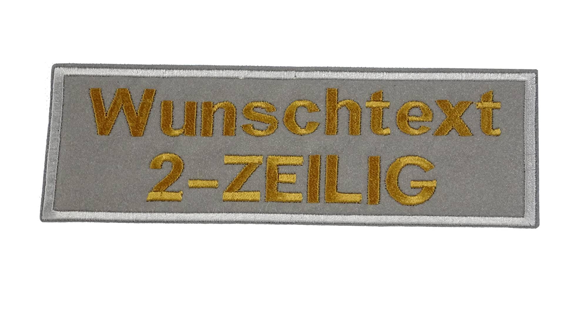 Reflektierender rechteckiger Aufnäher Rec1 mit Reflektorstoff - für Deinen Wunschtext - viele Farben und Größen zur Auswahl - 14x5cm von Wolfszeit