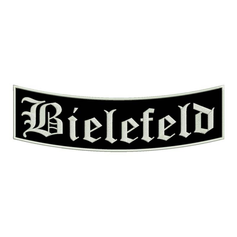 Wolfszeit Aufnäher Bielefeld - EIN unterer Bogen B1 mit ca.35x11cm - Stadtname - Städtepatch von Wolfszeit