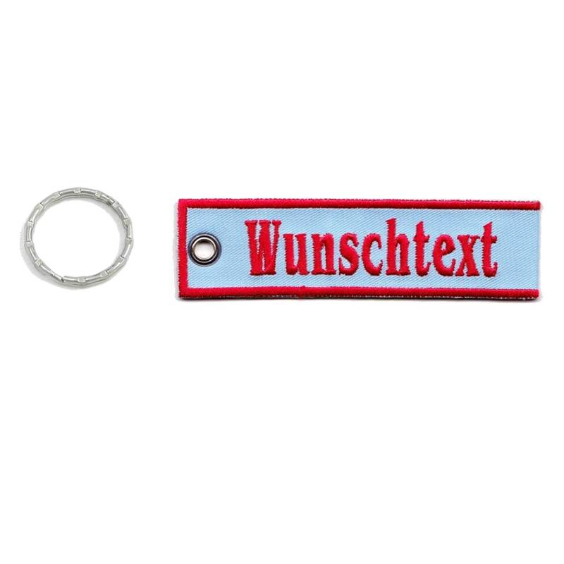 Wolfszeit Schlüsselanhänger personalisiert Bestickt mit deinem Text (13x3cm) von Wolfszeit