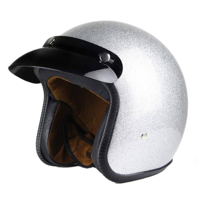 Woljay 3/4 Offener Sturzhelm, Helmet Motorrad-Helm Jet-Helm Scooter-Helm Halbhelme Motorrad Helm Flat Silber (M) von Woljay