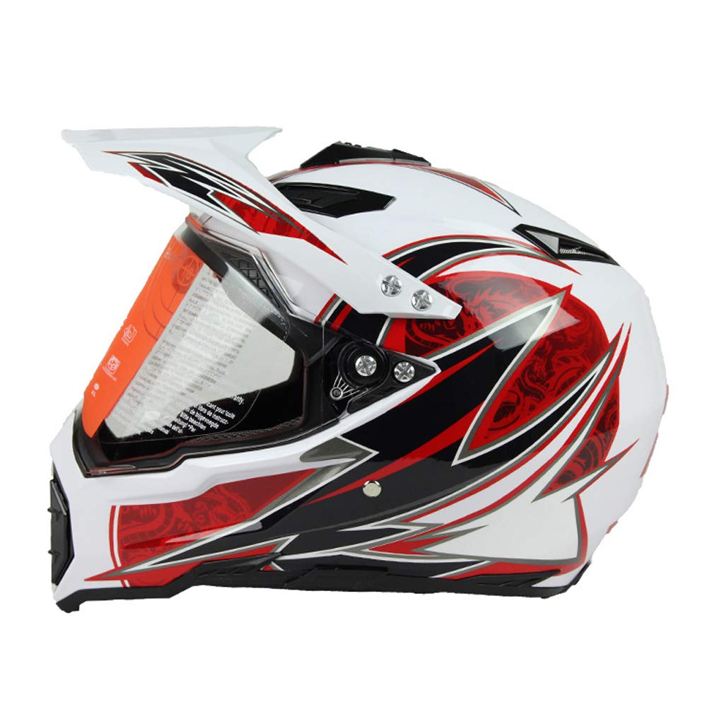 Woljay Cross Offroad Helm Motocross-Helm Fahrrad Für ATV MX Motocross Helm mit Sonnenblende Klar Weiß + Rot (XXL) von Woljay