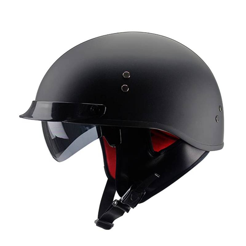 Woljay Halbhelme Motorrad Helm Halbschale Helm mit Built-in Visier mit Built-in Visier (L, Matte Black) von Woljay