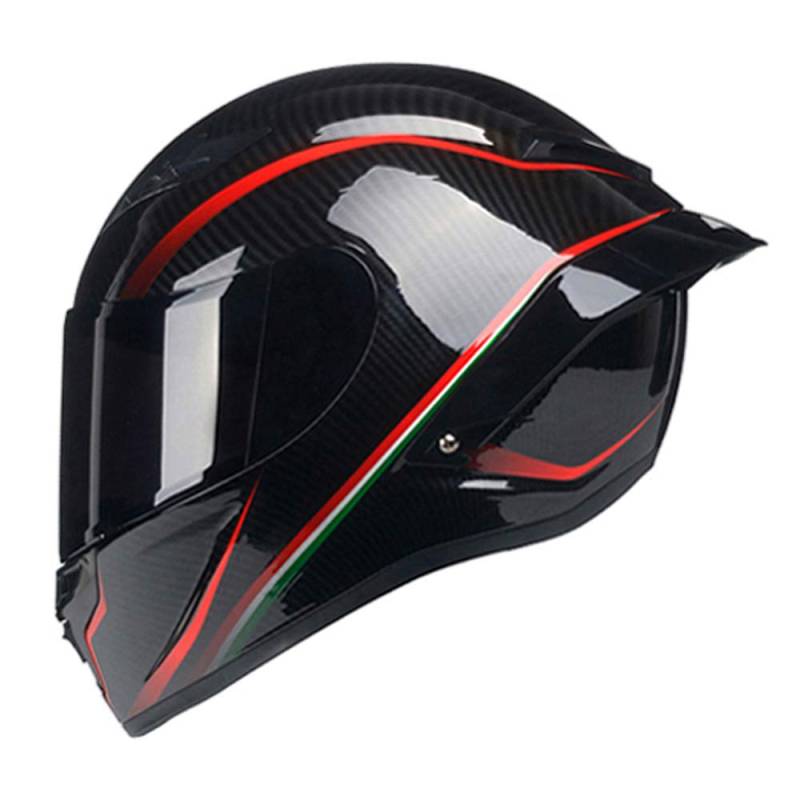 Woljay Integralhelm Helm Motorradhelm Motocross Offroad Moto Street Helme Fahrrad Helme (L, Kohlefaser Rot u Schwarz Glanz) von Woljay