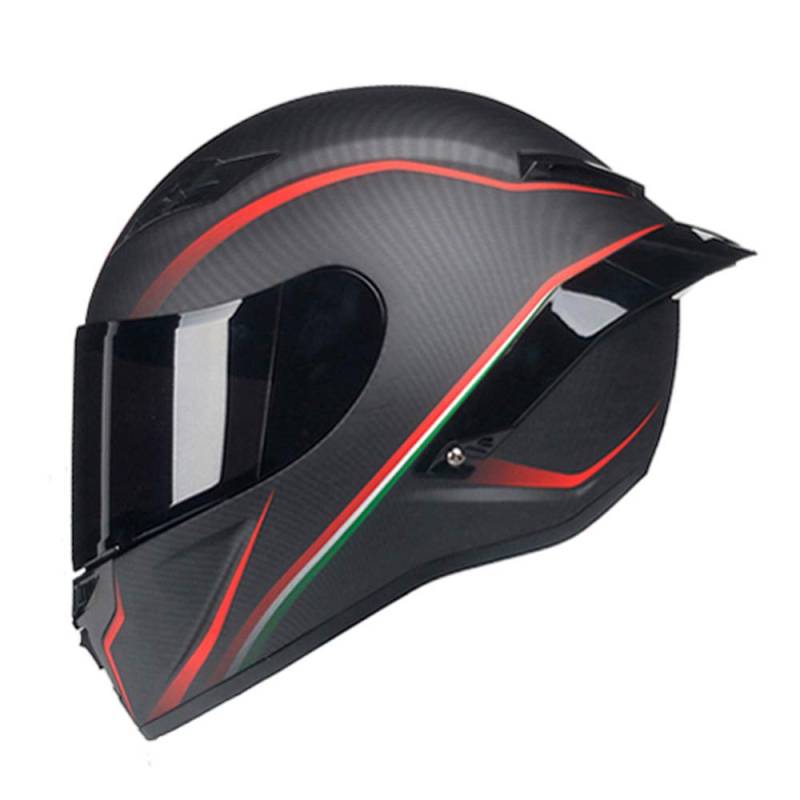 Woljay Integralhelm Helm Motorradhelm Motocross Offroad Moto Street Helme Fahrrad Helme (L, Kohlefaser Rot u Schwarz Matte) von Woljay