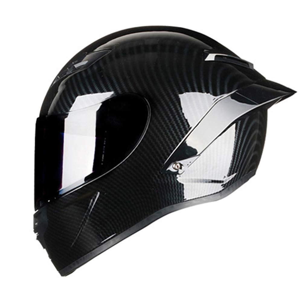 Woljay Integralhelm Helm Motorradhelm Motocross Offroad Moto Street Helme Fahrrad Helme (M, Kohlefaser Glanz) von Woljay