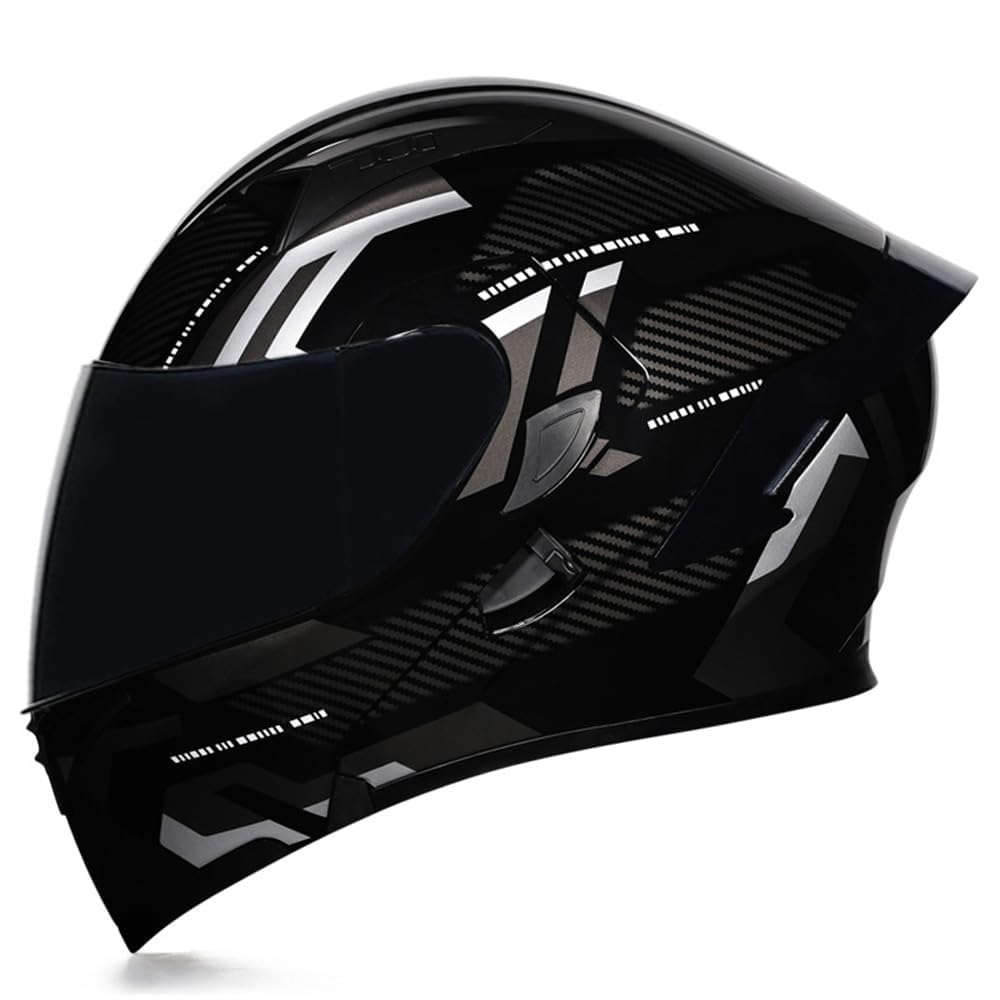 Woljay Integralhelm Klapphelm Motorrad Modularer Helm Motorrad Doppelvisier für Erwachsene Männer Frauen Moped Street Racing DOT / ECER22-05 Approved (Count Black Silver - Smoke Visor,M) von Woljay