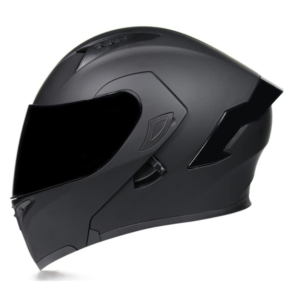 Woljay Integralhelm Klapphelm Motorrad Modularer Helm Motorrad Doppelvisier für Erwachsene Männer Frauen Moped Street Racing DOT / ECER22-05 Approved (Matte Black-Smoke Visor,M) von Woljay