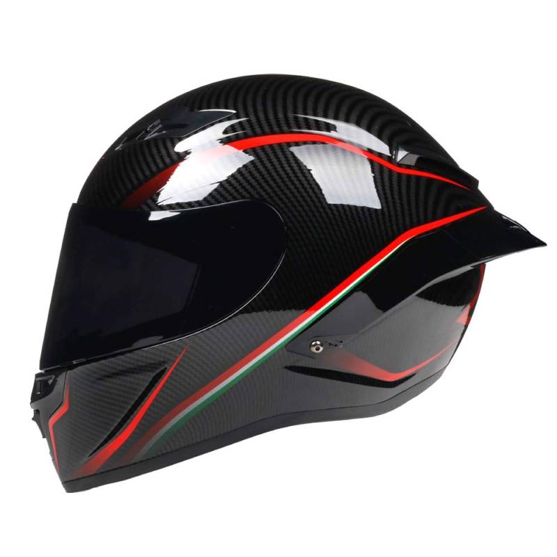 Woljay Integralhelm Motorradhelme Rennsport offroad moto Straßenradhelm (Rote Linie, S) von Woljay