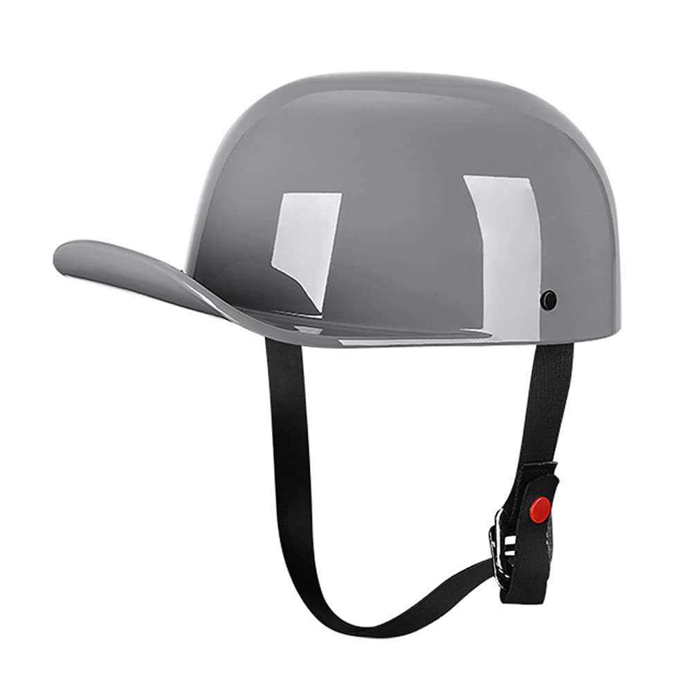 Woljay Jahrgang Jethelm Motorradhelm Retro Baseball Kappe Halbhelm Männer Frauen für Kreuzer Straße Roller Moped - DOT Certified (Gray,M) von Woljay