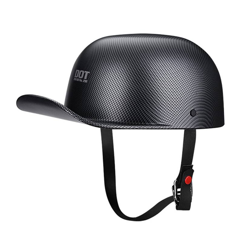 Woljay Woljay Jahrgang Jethelm Motorradhelm Retro Baseball Kappe Halbhelm Männer Frauen für Kreuzer Straße Roller Moped - DOT Certified (Matte Carbon Fiber,M) von Woljay