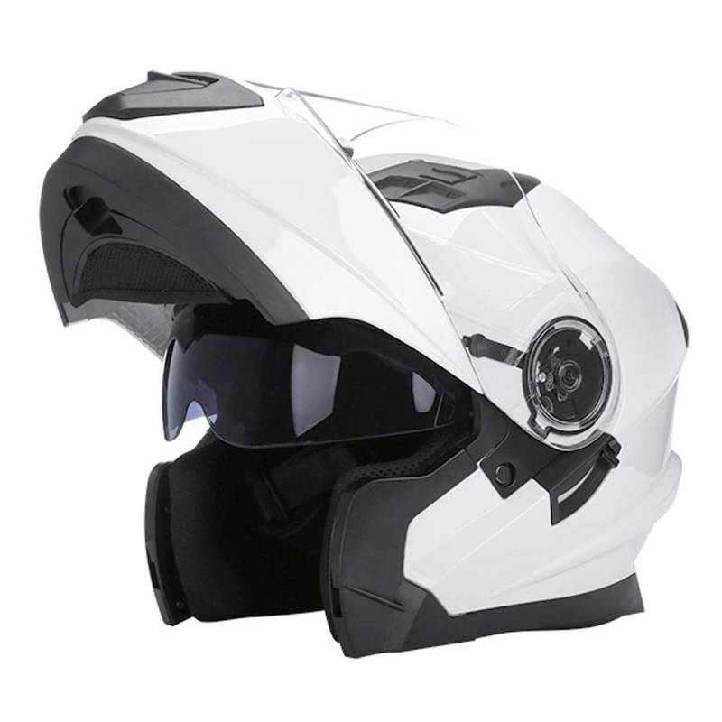 Woljay Klapphelm Integralhelm Rennen Offroad-Helm Motorradhelm (XL, Glas Weiß) von Woljay