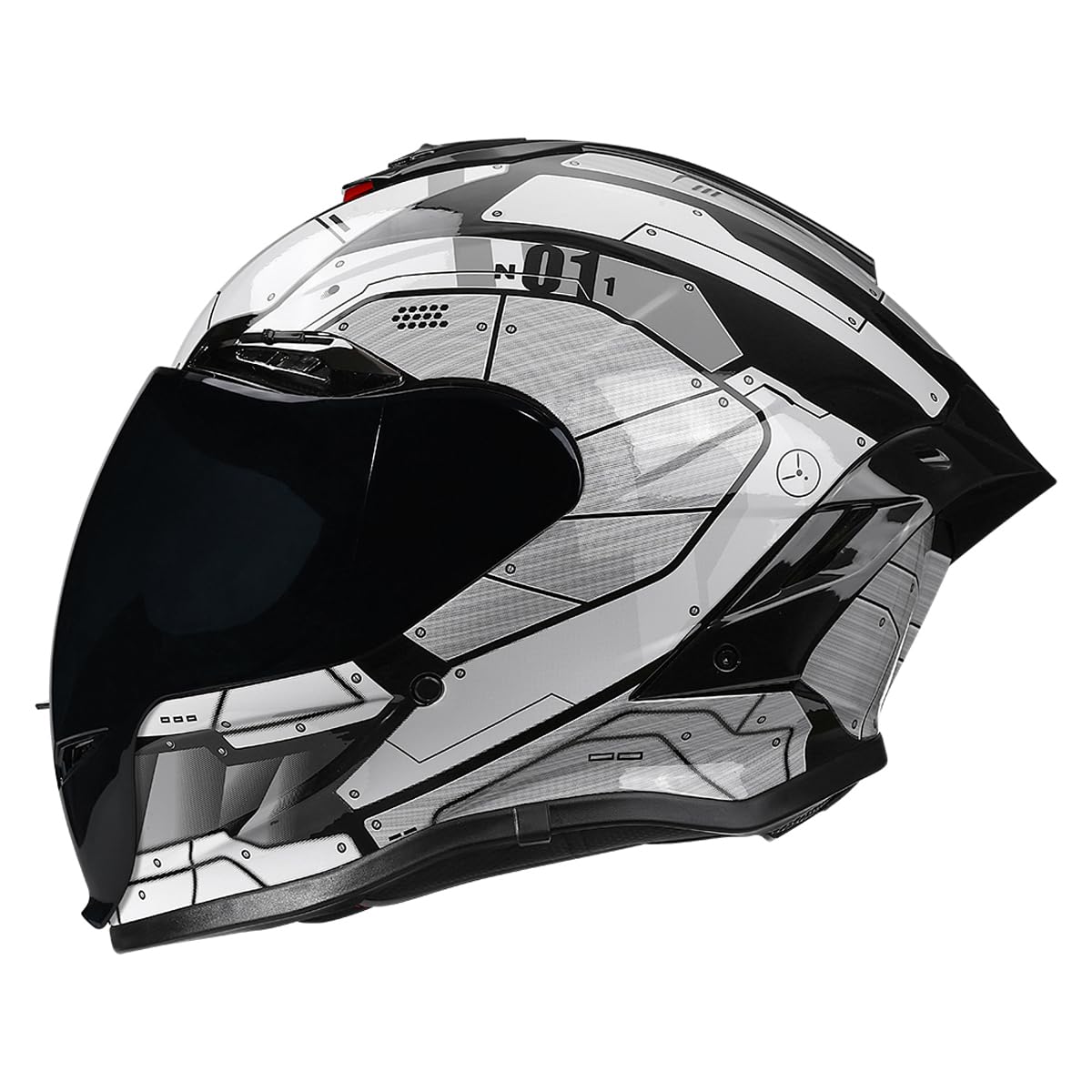 Woljay Motorradhelm Integralhelm Motorradhelme für Erwachsene Männer Frauen Rennsport Straßenmoped DOT / ECER22-05 zugelassen (Mecha Silver,Large) von Woljay