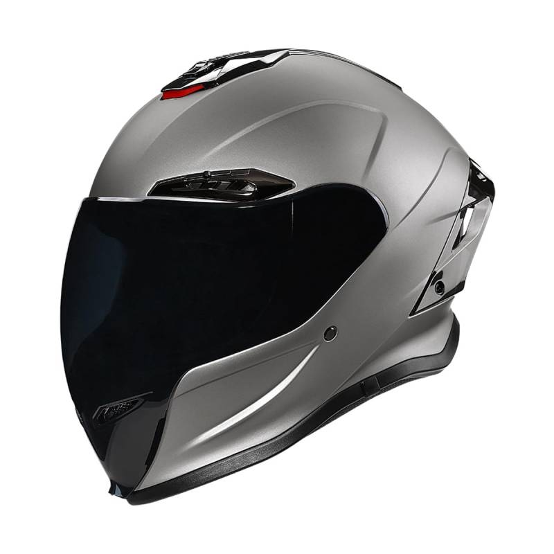 Woljay Motorradhelm Integralhelm Motorradhelme für Erwachsene Männer Frauen Rennsport Straßenmoped DOT / ECER22-05 zugelassen (Silver,Large) von Woljay