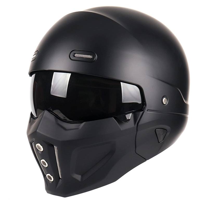 Woljay Offener Helm Integralhelm Motorradhelm Modulare Helme für Unisex-Adult Straße Fahrrad Kreuzer Roller DOT ECE genehmigt (Large,Mattschwarz) von Woljay