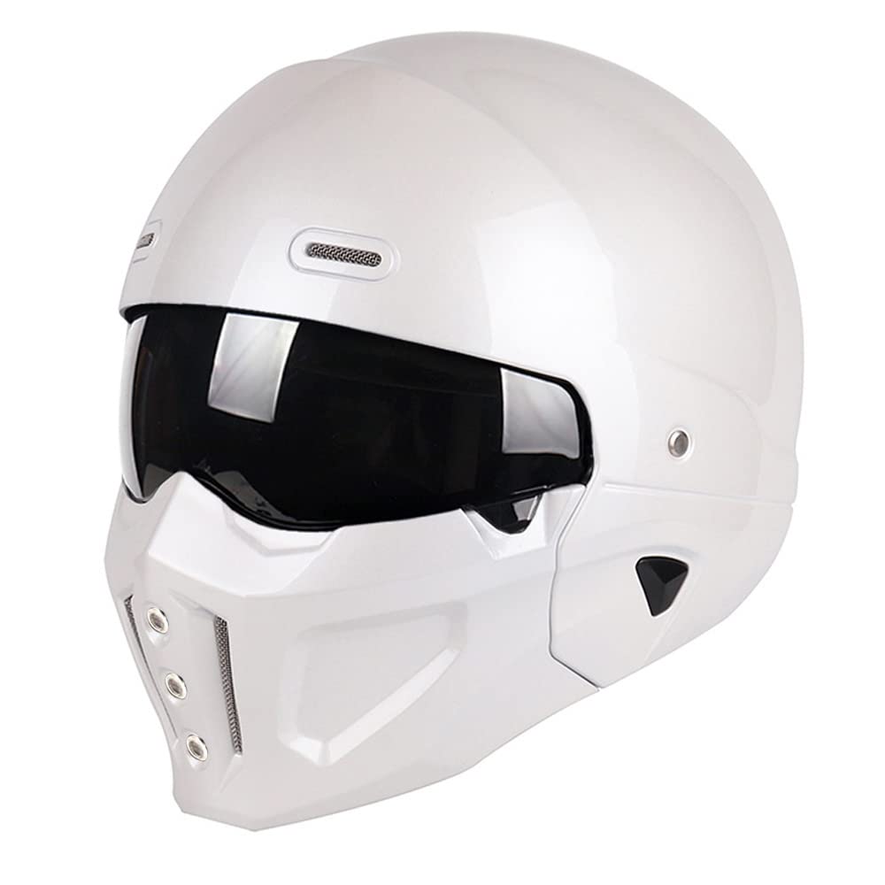 Woljay Offener Helm Integralhelm Motorradhelm Modulare Helme für Unisex-Adult Straße Fahrrad Kreuzer Roller DOT ECE genehmigt (Large,Weiß) von Woljay