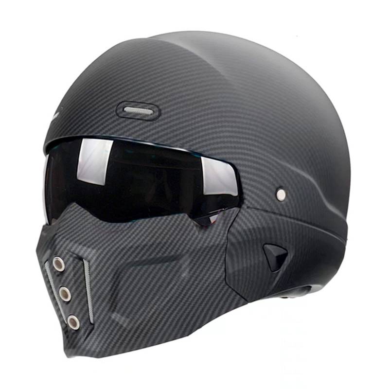 Woljay Offener Helm Integralhelm Motorradhelm Modulare Helme für Unisex-Adult Straße Fahrrad Kreuzer Roller DOT ECE genehmigt (Small,Matte Kohlefaser) von Woljay