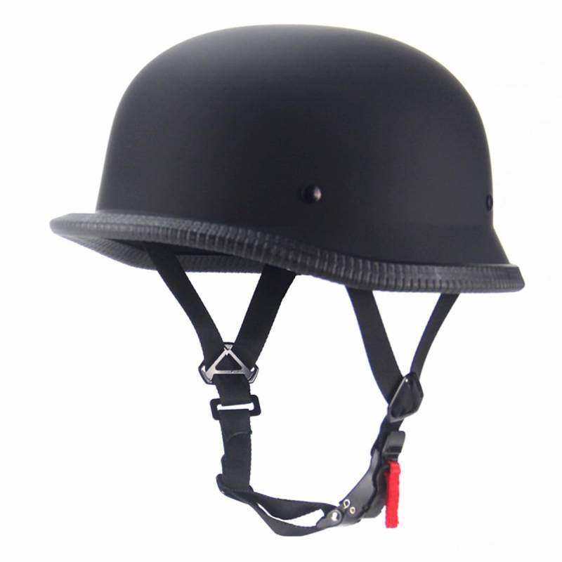 Woljay Vintage Motorrad-Halbhelm im deutschen Stil Casque Moto Retro Cruiser Scooter Helme für Erwachsene Männer Frauen DOT-geprüft (Matte Black,M) von Woljay