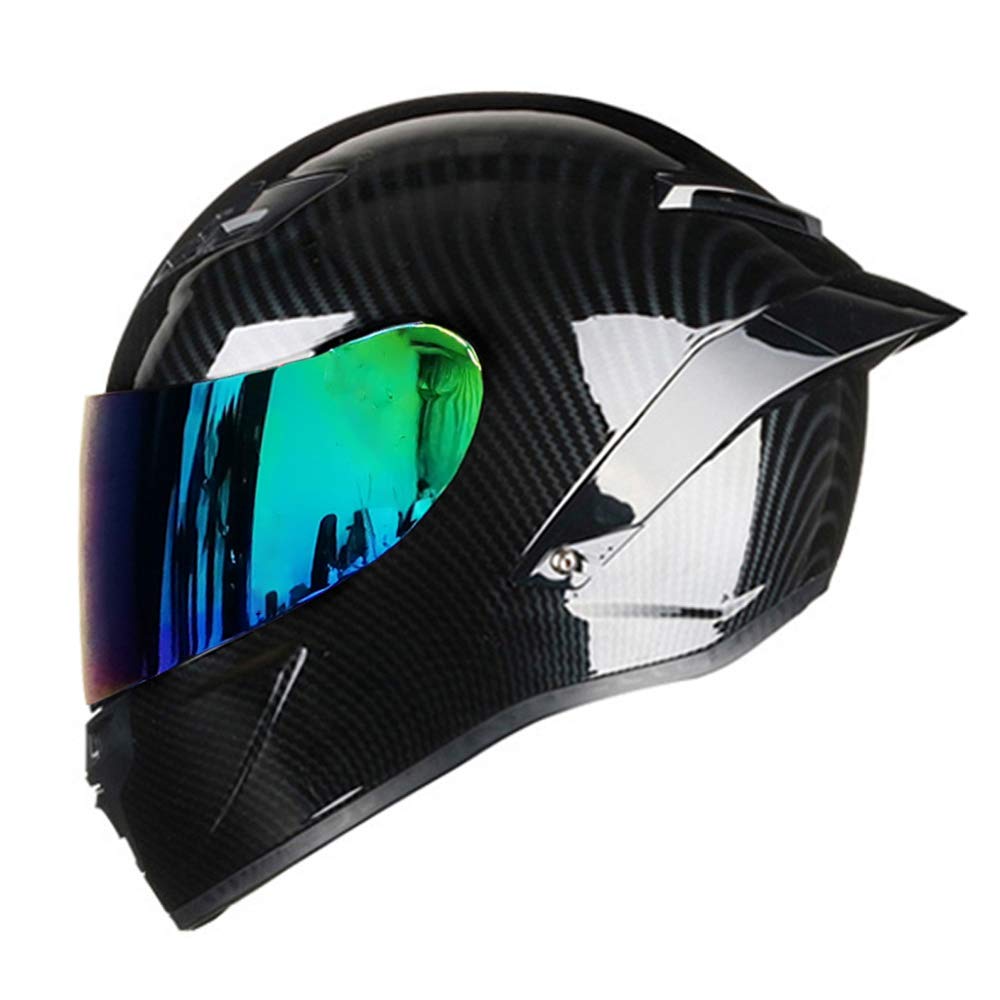 Woljay Vollgesicht Integralhelm Motorradhelm Unisex-Adult Offroad Moto Street Bike ATV Helme Glas Schwarz DOT Approved (Colours,M) von Woljay