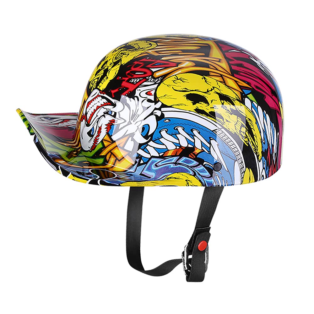 Woljay Jahrgang Jethelm Motorradhelm Retro Baseball Kappe Halbhelm Männer Frauen für Kreuzer Straße Roller Moped - DOT Certified (Painting,L) von Woljay