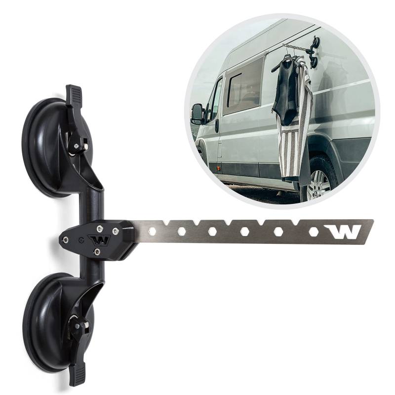 Wolkenstürmer® Kleiderhaken für Wohnmobil - platzsparender Handtuchhaken für Kastenwagen - ideal für Neoprenanzug, Handtuch, Kleidung, Campingdusche - für alle glatten Oberflächen - ohne Bohren von Wolkenstürmer