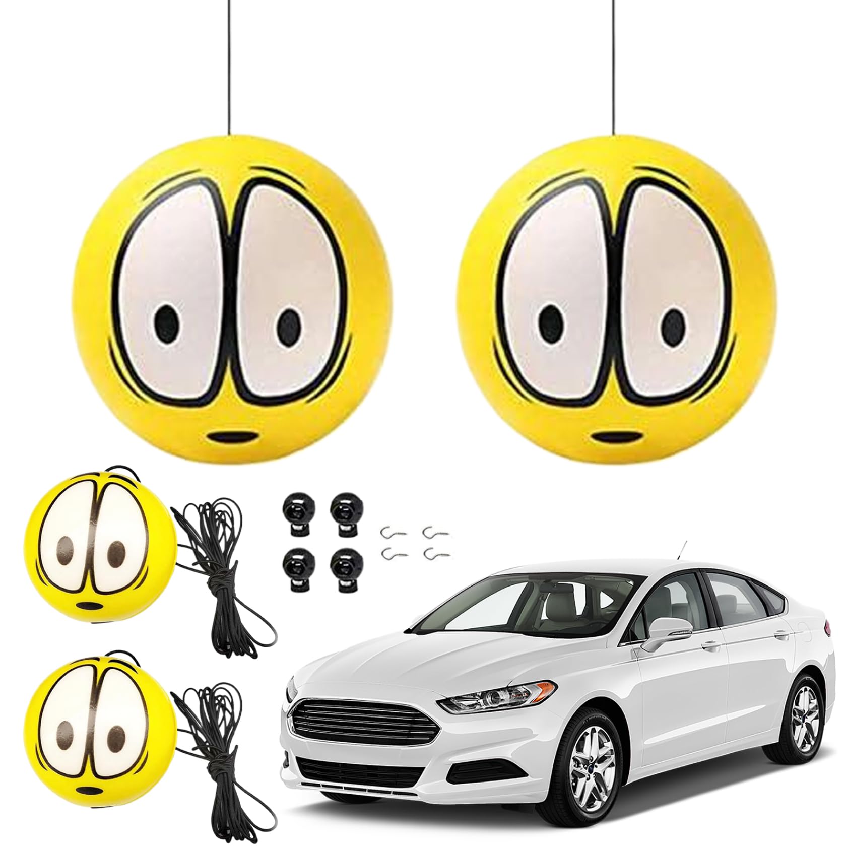 Garage Park Aid Aid Aid-Parking Ball, 4pcs 6 cm Big Eyes Park Assistant Kit mit 4m Seil, doppelte Garagen-Parkhalt-Führungssystem, Park Assistant Kit von Womsclo