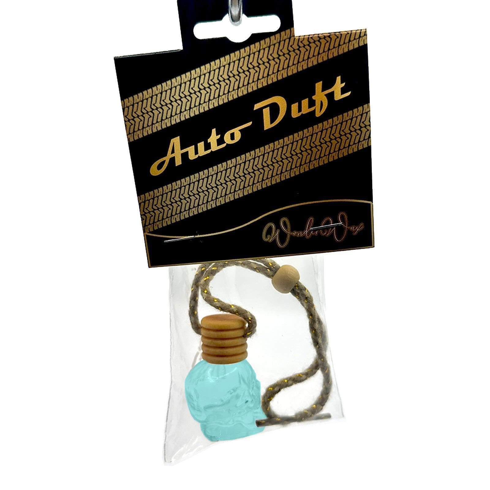 WonderWax® Auto Duft Lufterfrischer Totenkopfdesign 8 ml Blau|Banane|Innenraum Deko Parfüm Car Scent Baum Geruch Luxus Aufhänger von WonderWax