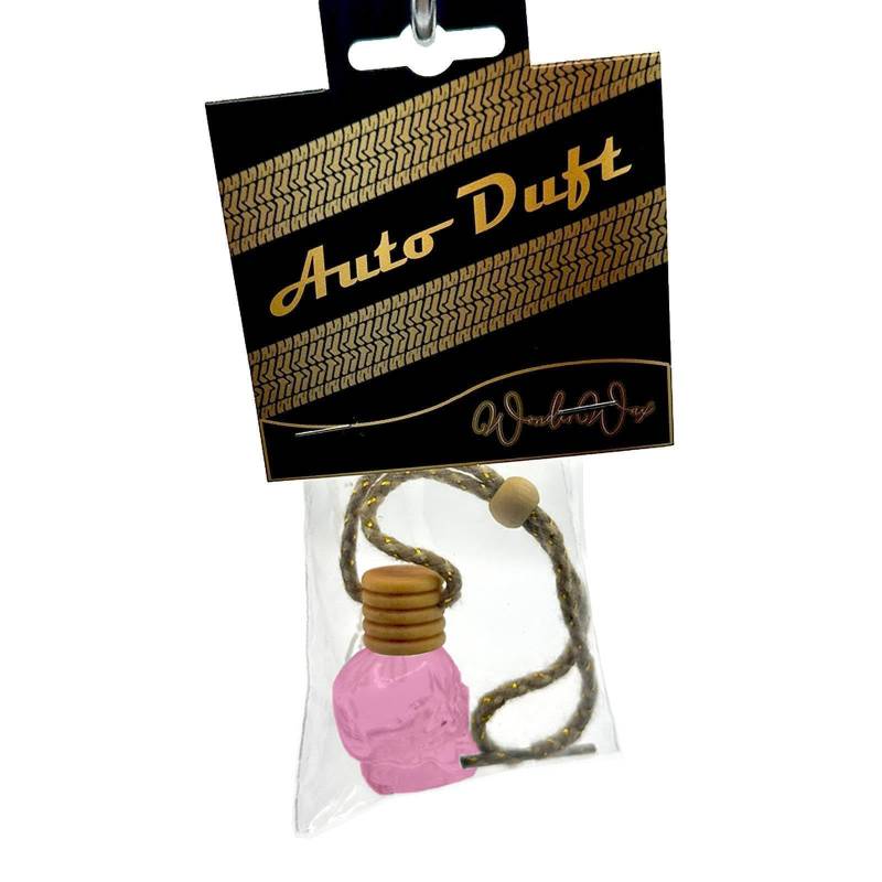 WonderWax® Auto Duft Lufterfrischer Totenkopfdesign 8 ml Rosa|Bubbly Champagne|Innenraum Deko Parfüm Car Scent Baum Geruch Luxus Aufhänger von WonderWax