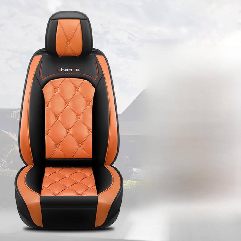 WongLi Autositzbezüge komplett Set Universal | Wasserdicht Leder Auto Sitzbezüge | Schonbezüge für Vordersitze & Rückbank | Sitzbezug Airbag Geeignet, Orange Farbe von WongLi