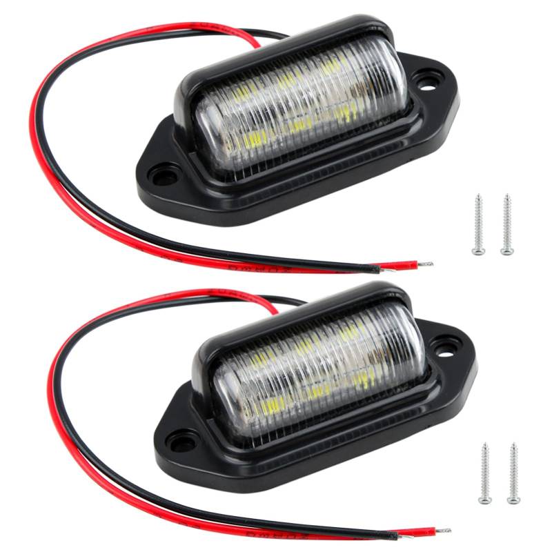 Wonvify Kennzeichenbeleuchtung LED Universal, 2 Stück Weiß Nummernschildbeleuchtung Kennzeichenleuchte, Wasserdichte Kennzeichen Lampe 12 V-24 V, für LKW, Lieferwagen, Motorräder, Anhänger, SUV, Auto von Wonvify