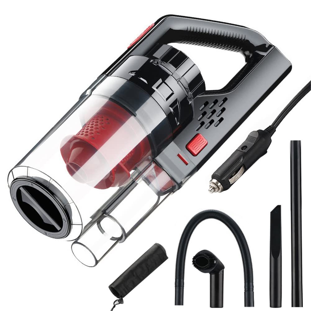 Wooauto Auto Staubsauger Tragbarer Handstaubsauger 150W Nass/Trocken Staubsauger 6KPA Saugkraft 12V Auto-Sauger Mini Tischstaubsauger mit Waschbarer Filter für die Reinigung zu Hause und im Auto,grau von Wooauto