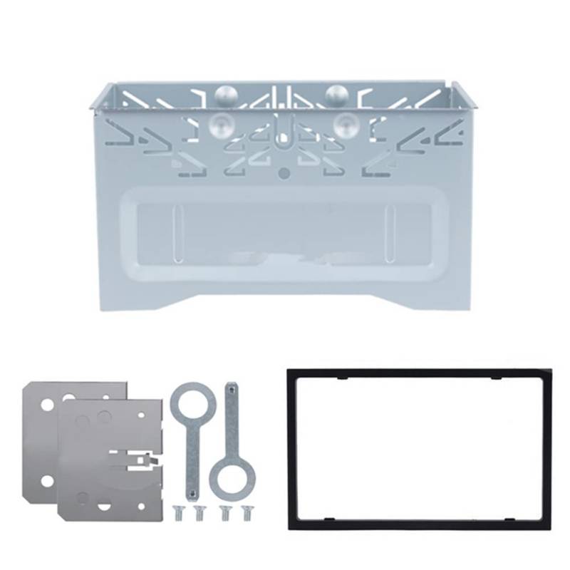 Wooauto Doppel-DIN Autoradio Rahmeneinbausatz,Universal Double Din Cage Fitting Kit Trim Eisen Plastik Einbaurahmen Einbauschacht für 2 DIN Autoradio Auto DVD Player GPS Navigation,Silber schwarz von Wooauto