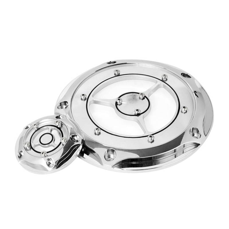 Wooauto Motorrad Timing Cover Aluminium Derby Abdeckung 5 Loch abgeschrägt Derby Cover & Timer Covers Motorschutzabdeckung Kompatibel mit FLHRCI Road King Classic FLSTF Fat Boy,Galvanisiertes Silber von Wooauto