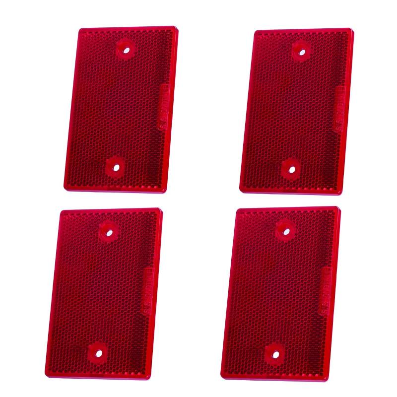 Woola 4 Stück Anhänger Reflektor Rechteckig Rot Katzenauge Reflektor,Größe 120 x 80mm Rückstrahler,Schraube Befestigung Katzenauge Reflektor für Anhänger Wohnwagen LKW Traktor Türpfosten von Woola