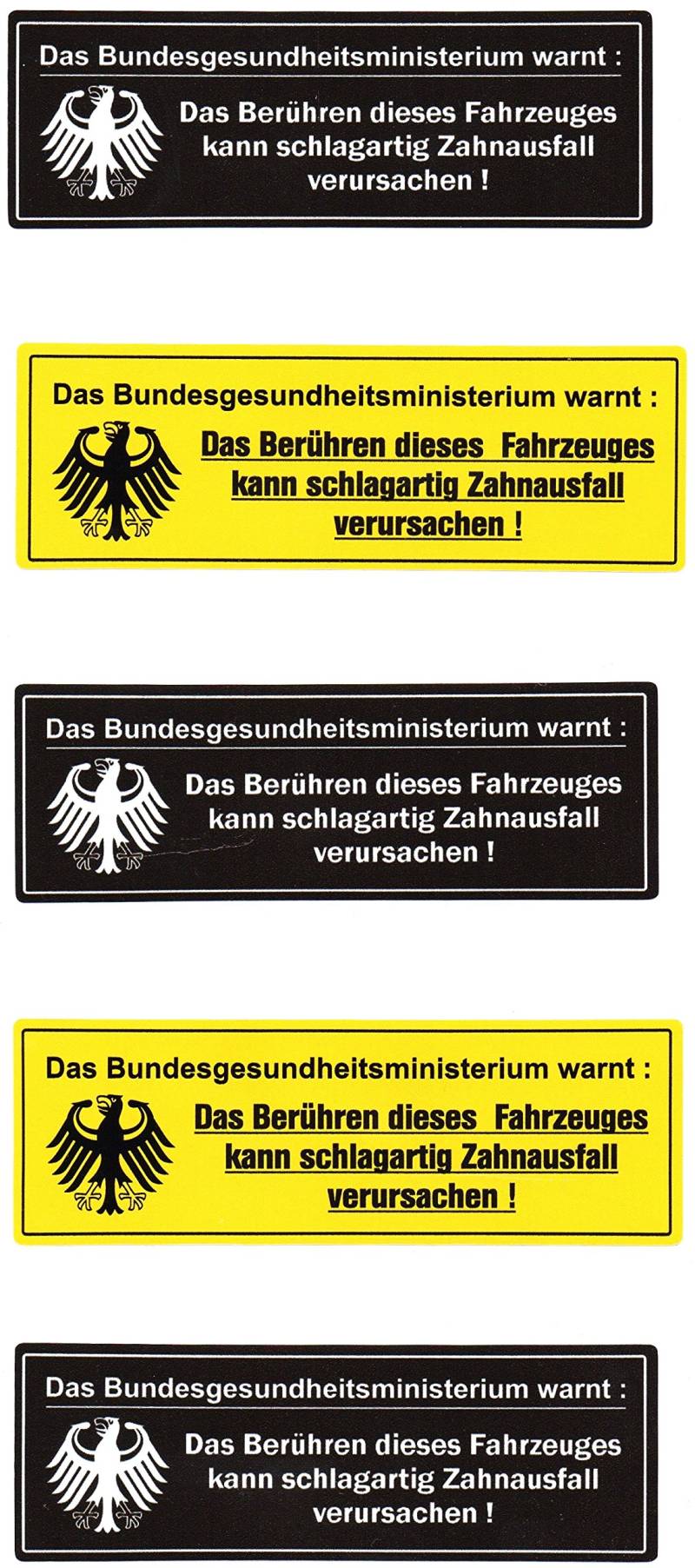 World of Colour Part 2 101 5 Set < 5 x Das Bundesgesundheitsministerium warnt > Aufkleber/Sticker von World of Colour Part 2