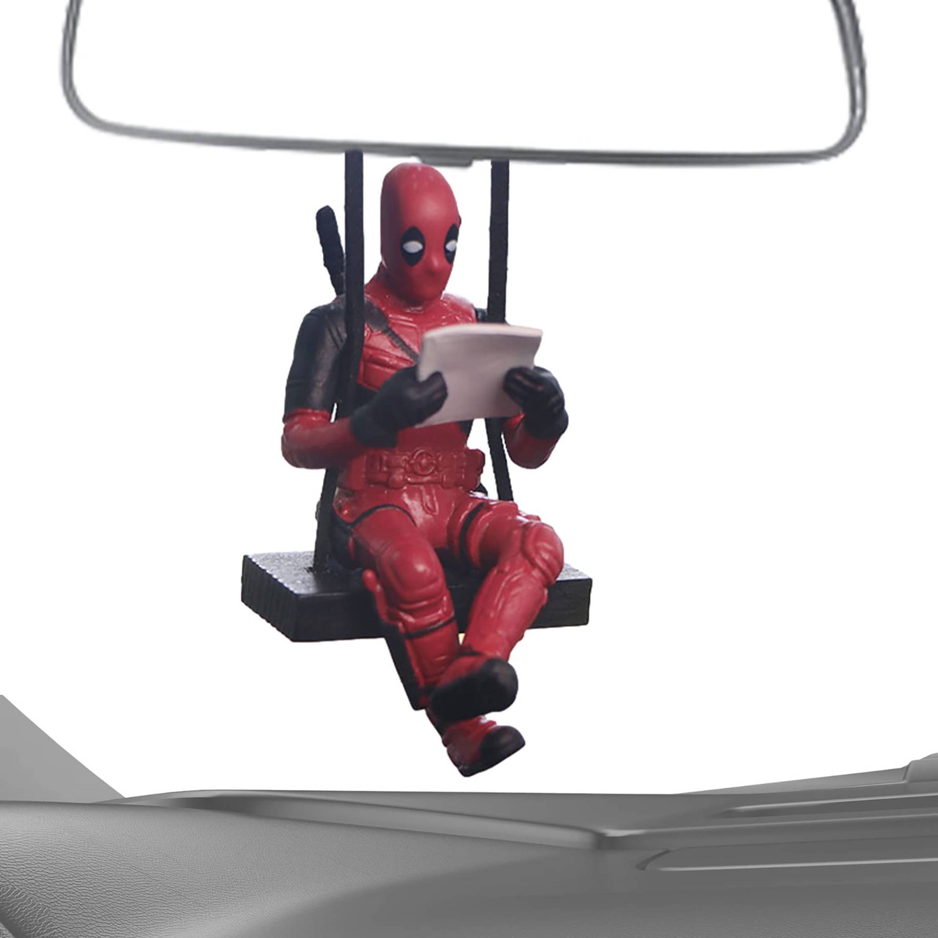 Anime Lesen Buch Deadpool Auto Rückspiegel Anhänger Nette Lesen Buch Deadpool Ornament Auto Innen Dekoration Zubehör von Woskko