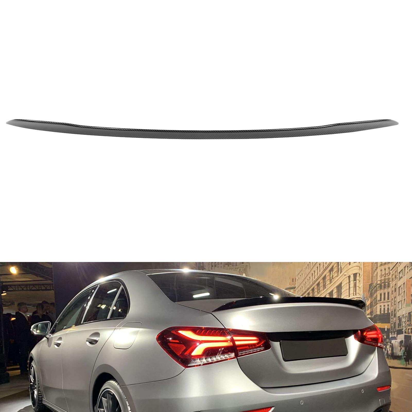 Kofferraumspoiler, Carbon Look Heckspoiler, Zuverlässig für A35 High Kick Spoiler A-Klasse V177 4-Türer 2019-2021 von Naroote