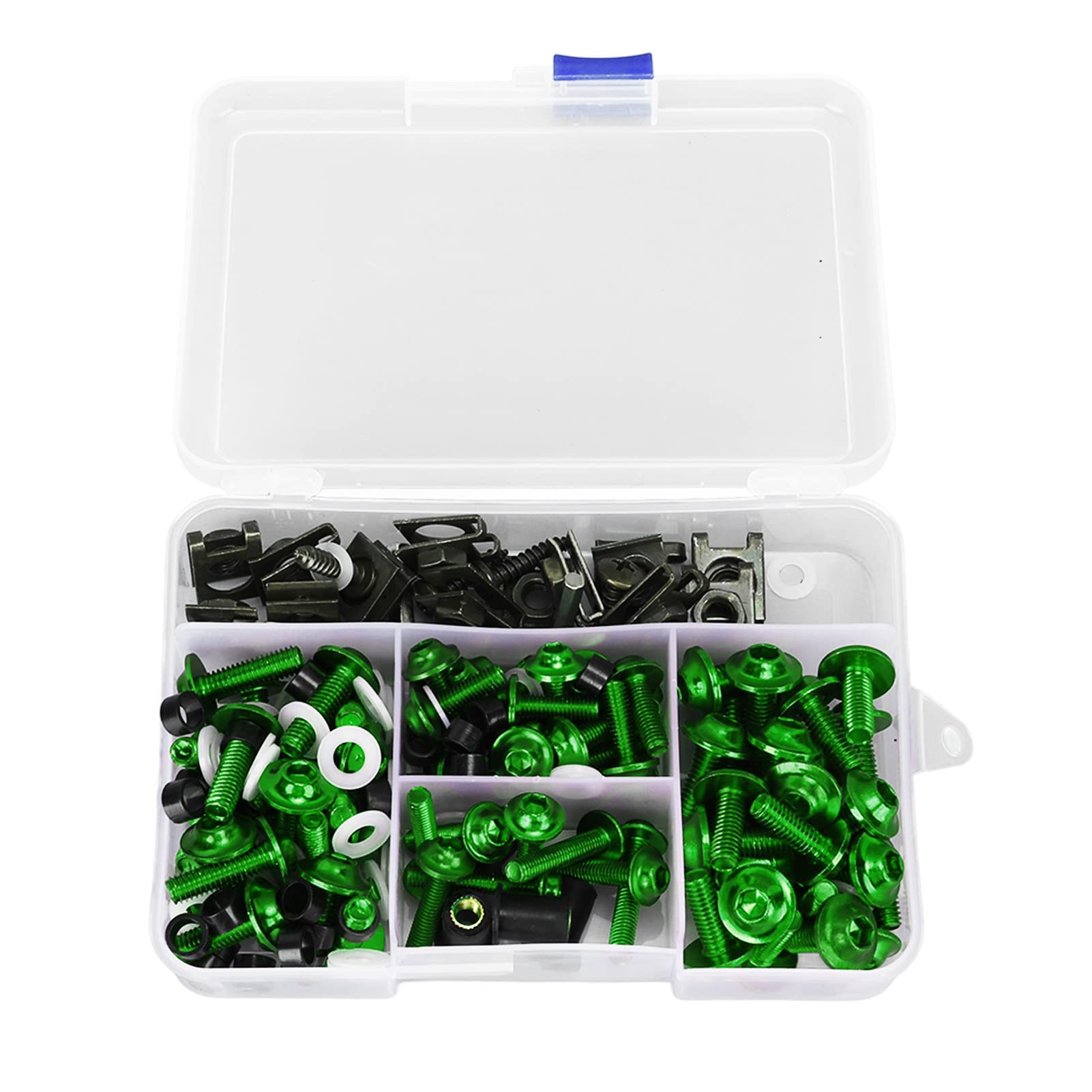 177PCS Motorrad Verkleidung Bolzen Kit Bunte M5 M6 Motorrad Windschutzscheibe Schrauben Ersatz Für GSXR600 GSXR750 (Green) von Woteenore