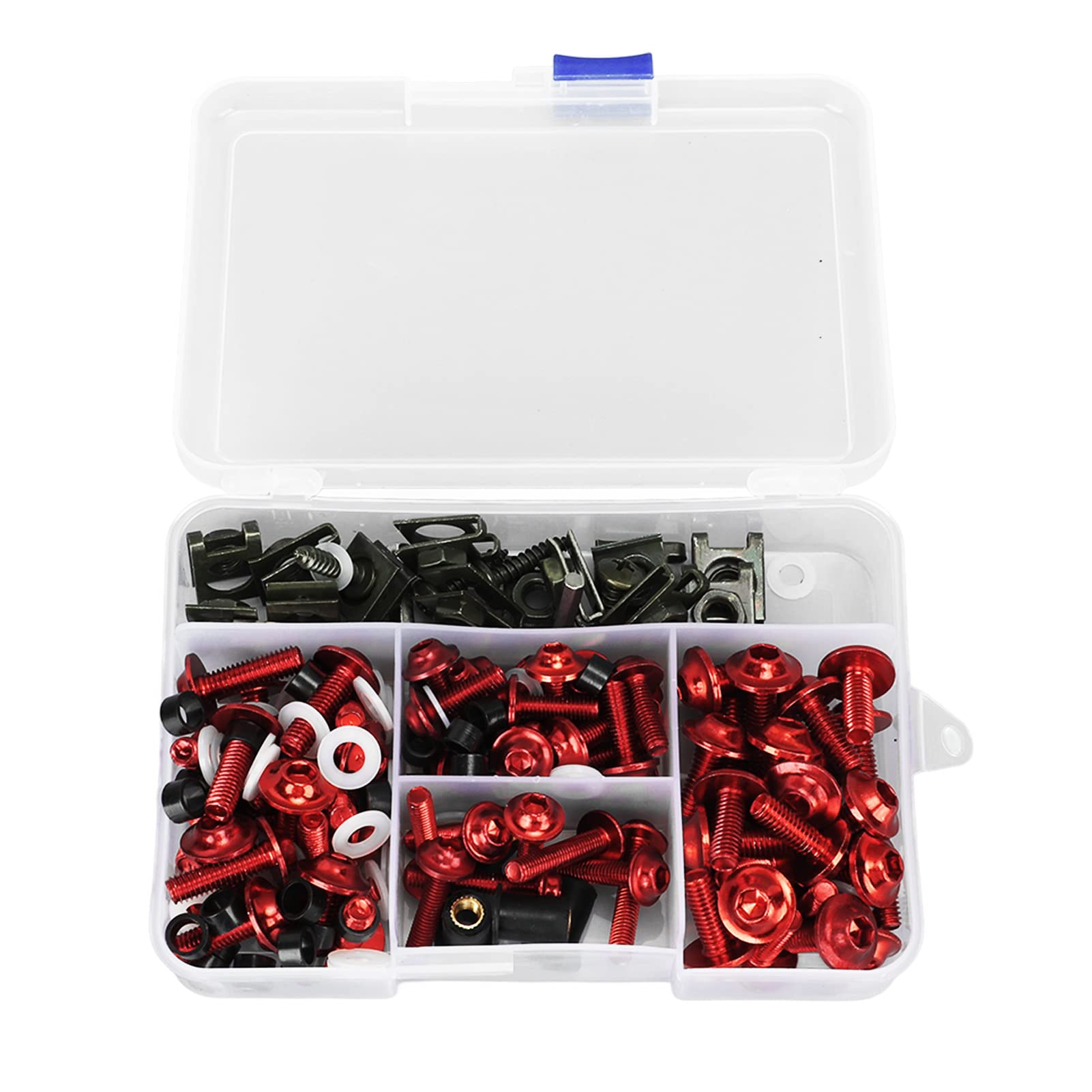 177PCS Motorrad Verkleidung Bolzen Kit Bunte M5 M6 Motorrad Windschutzscheibe Schrauben Ersatz Für GSXR600 GSXR750 (Red) von Woteenore