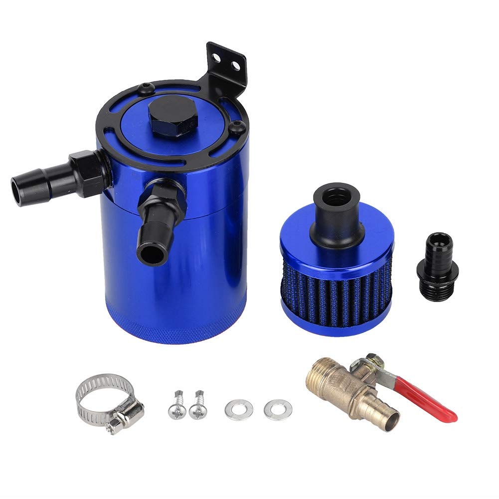 Universal Aluminiumlegierung Tank Tank Catch Can, Fuel Tank Cath Can Can Can Tank Tank mit 2 Ports Zubehör Kit für die Reparatur der Autowartung (Blau) von Woteenore