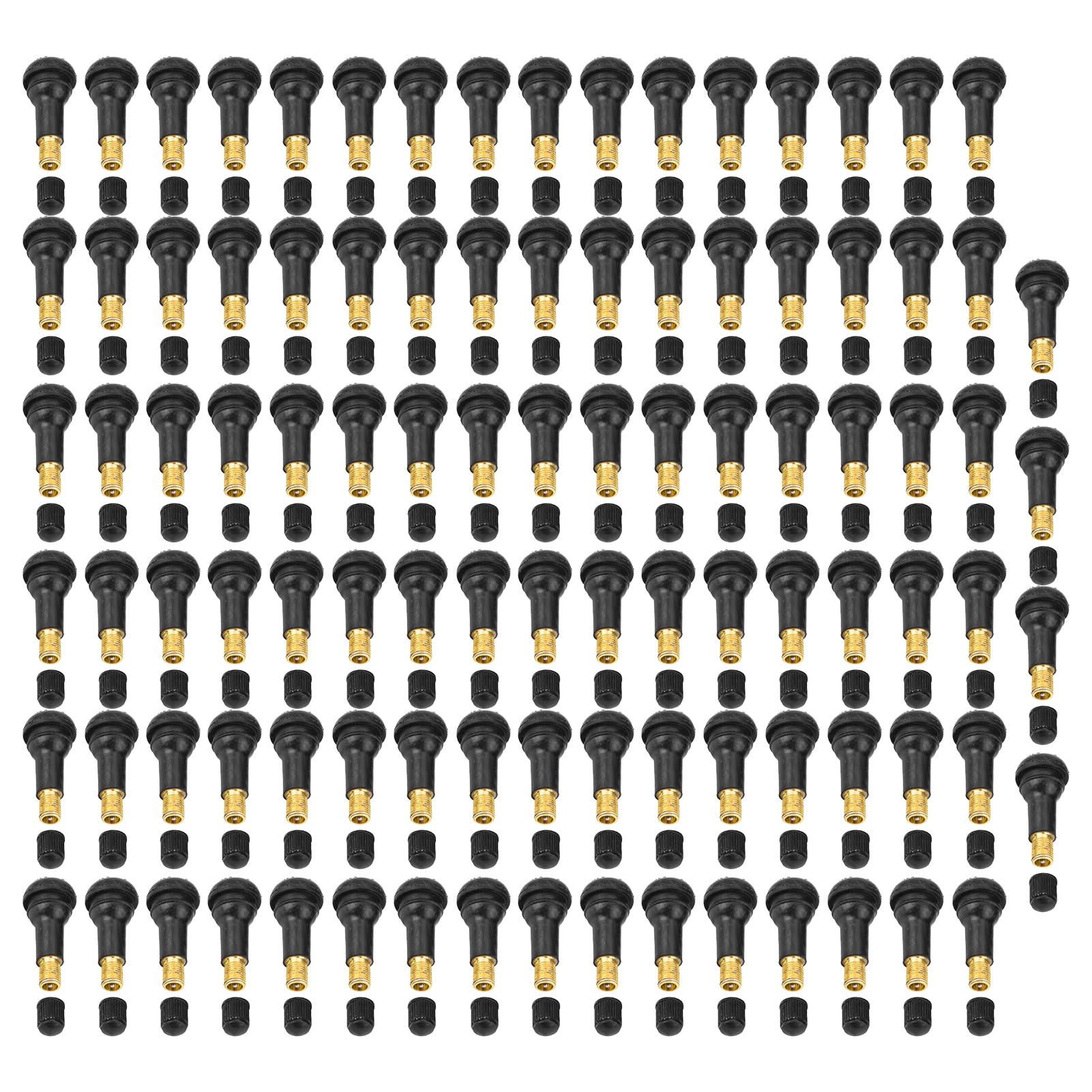 Woteenore 100 Stück Universal-Ersatz-Snap-in-Reifenventilschäfte für Autos und Motorrad, Schwarze Ersatzventilschäfte in Standardlänge für den schlauchlosen Austausch im Auto (TR413) von Woteenore