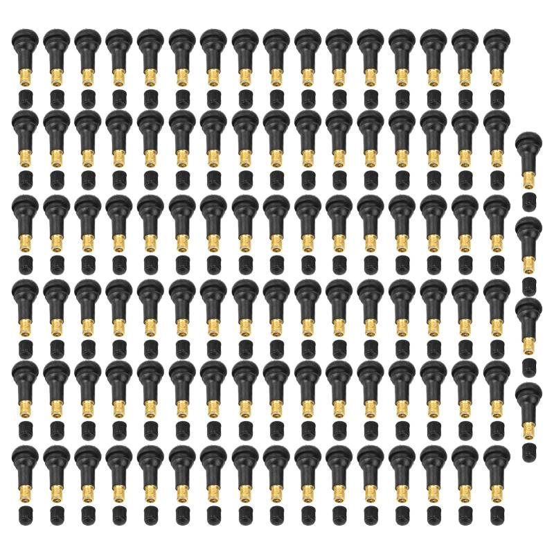 Woteenore 100 Stück Universal-Ersatz-Snap-in-Reifenventilschäfte für Autos und Motorrad, Schwarze Ersatzventilschäfte in Standardlänge für den schlauchlosen Austausch im Auto (TR413) von Woteenore