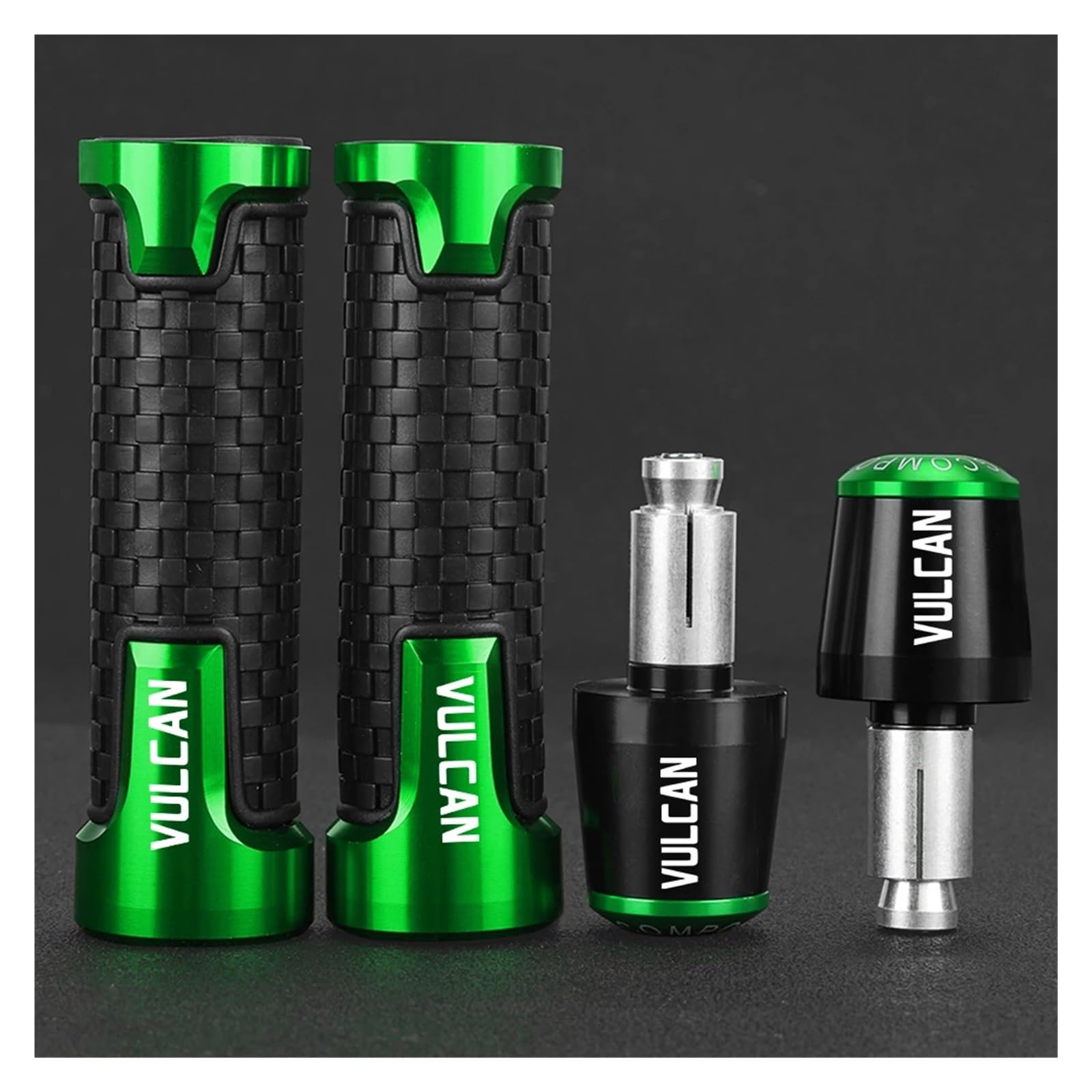 WouND Motorrad-Lenkergriffe Für Kawasaki Vulcan S650 Vulcan S 650 2015-2023 2022 2021 2020 2019 Motorrad Lenker Griffe Griff Grip Enden Stecker Slider Kappen (Color : Green Black Green) von WouND