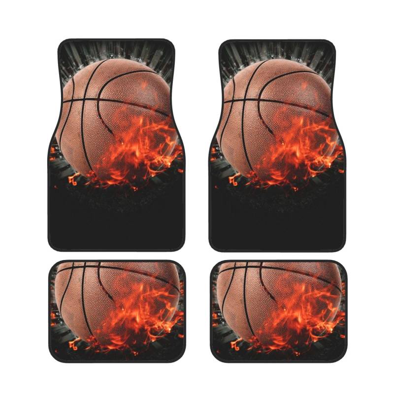 3D Basketball bedruckte Automatten Universal Auto Fußmatten Set von 4 Stück rutschfeste wasserdichte Allwetter Automatten Automatten von Wquvmds