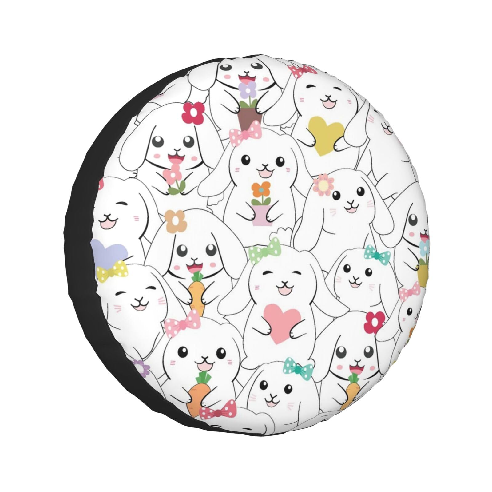 Cartoon Cute Animals Rabbit Universal Reserverad Reifen Abdeckung Wasserdicht Reifen Abdeckung für Wohnmobil Reise Anhänger Camper Truck SUV Wohnmobil 35,6 cm von Wquvmds