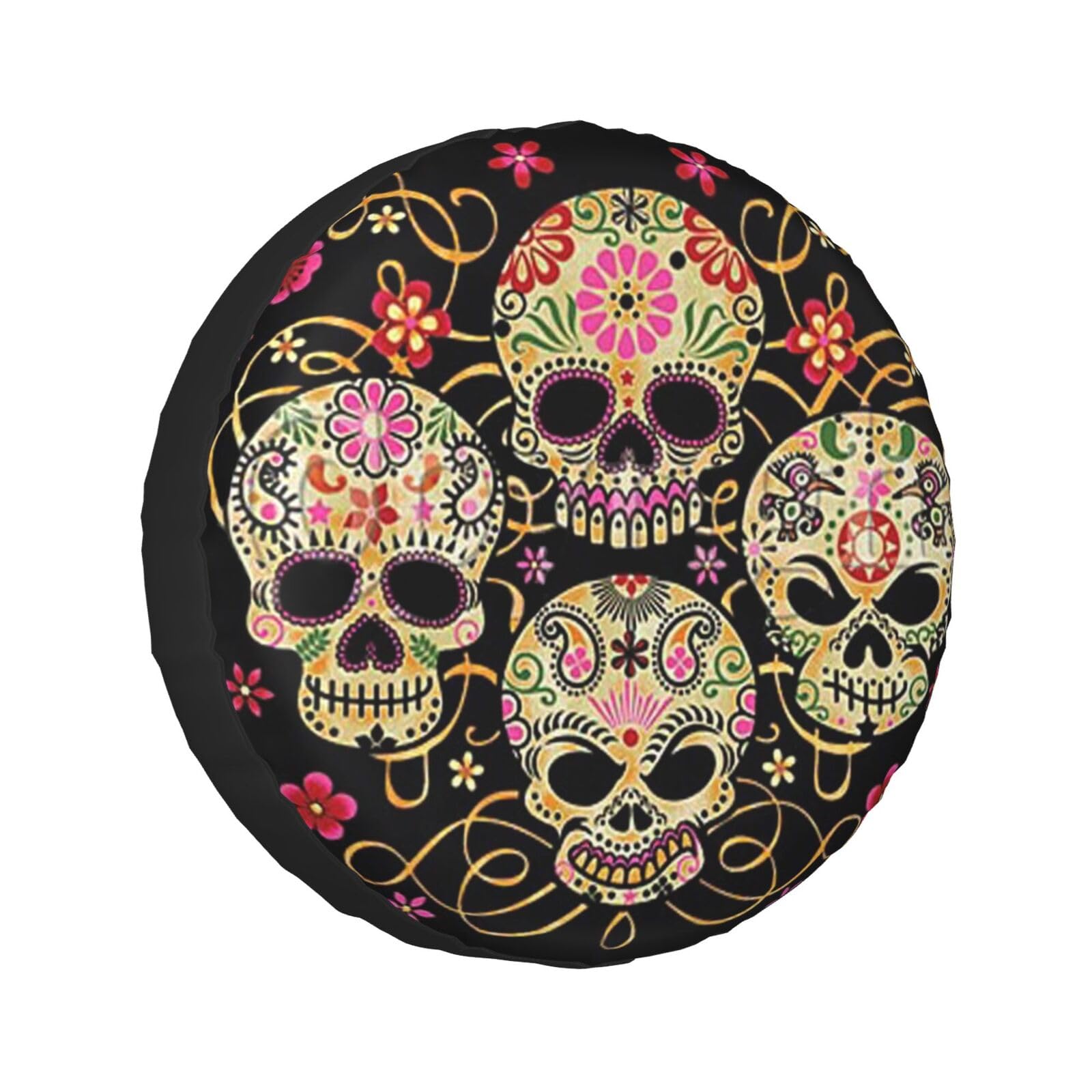 Day of the Dead Universal-Ersatzrad-Reifenabdeckung, wasserdicht, für Wohnmobil, Reise, Anhänger, Camper, LKW, SUV, Wohnmobil, 43,2 cm (17 Zoll) von Wquvmds