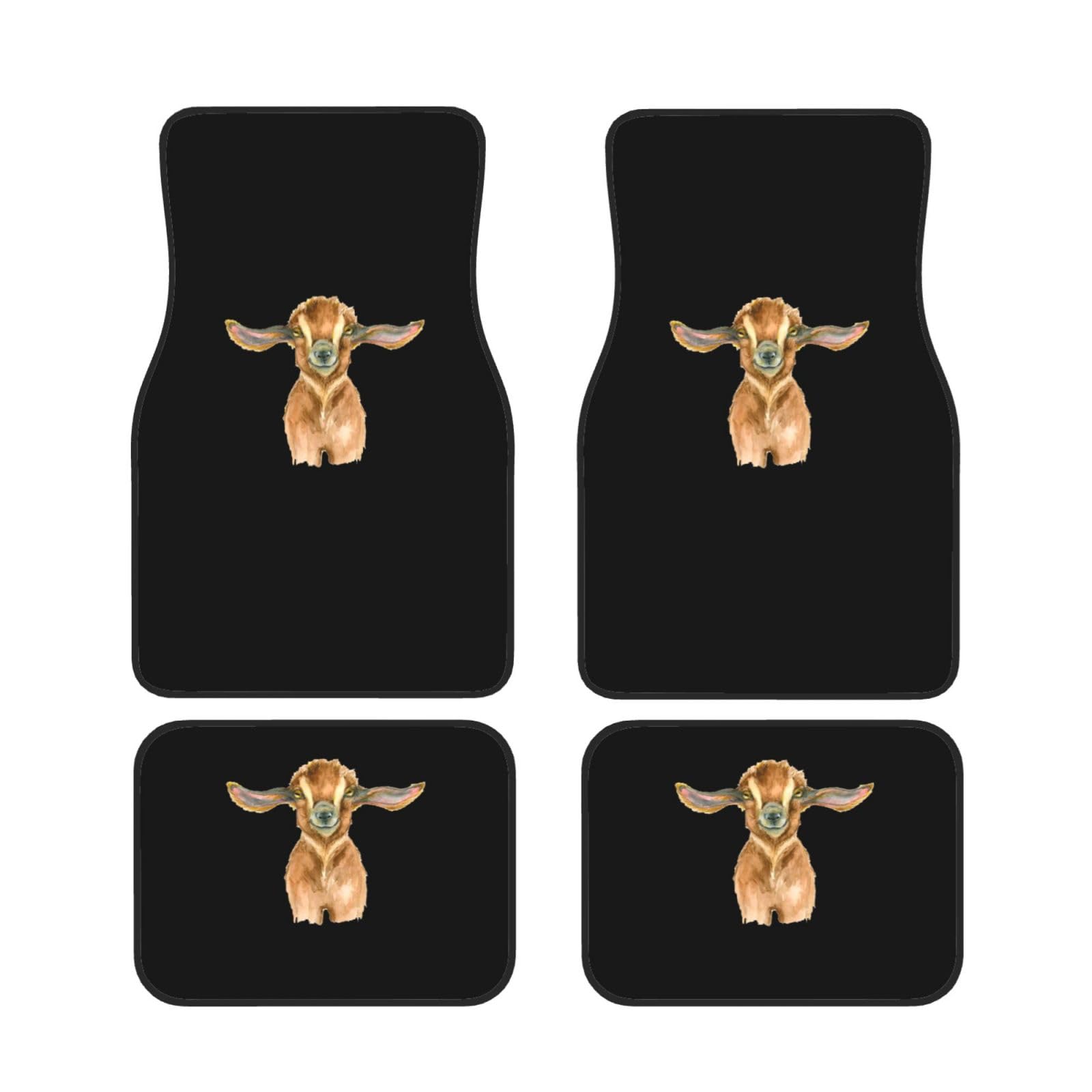 Farm Animal Goat Printed Car Mats Universal Auto Fußmatten Set von 4 Stück rutschfeste wasserdichte Allwetter Automotive Fußmatten von Wquvmds