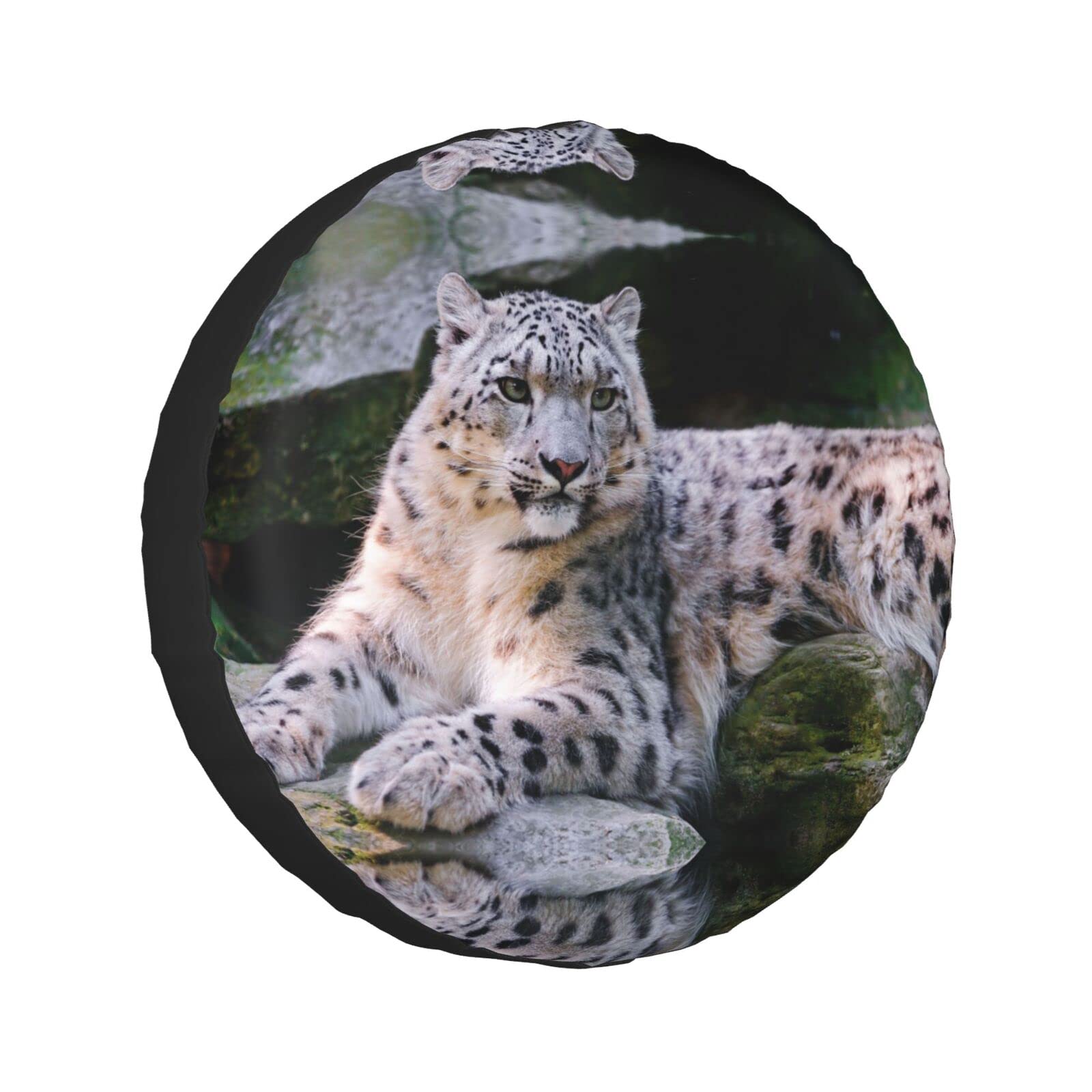 Snow Leopard Universal-Ersatzrad-Reifenabdeckung, wasserdicht, für Wohnmobil, Reise, Anhänger, Camper, LKW, SUV, Wohnmobil, 35,6 cm (14 Zoll) von Wquvmds