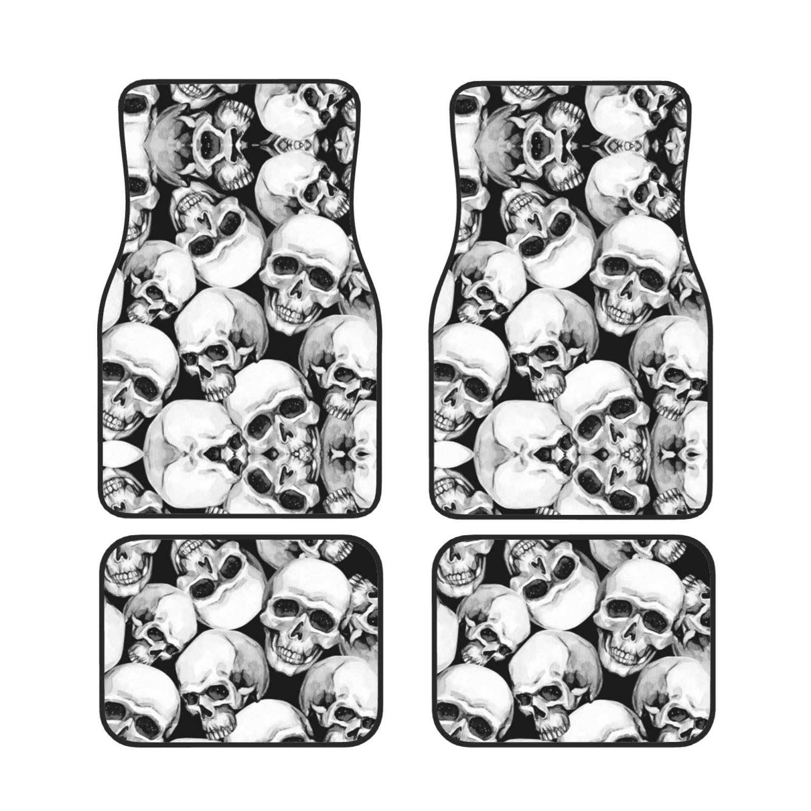 Sugar Horror Skull Halloween bedruckte Automatten Universal Auto Fußmatten Set von 4 Stück rutschfeste wasserdichte Allwetter Automatten von Wquvmds